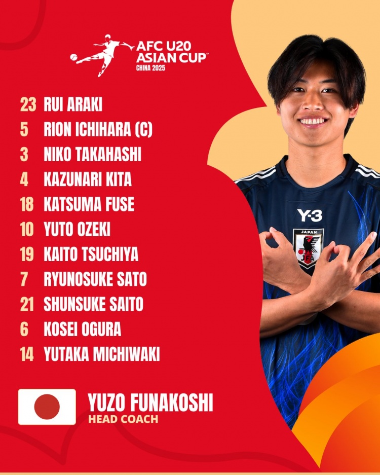  日本U20vs敘利亞U20首發(fā):高橋仁胡、佐藤龍之介出戰(zhàn) 高岡伶颯替補(bǔ)